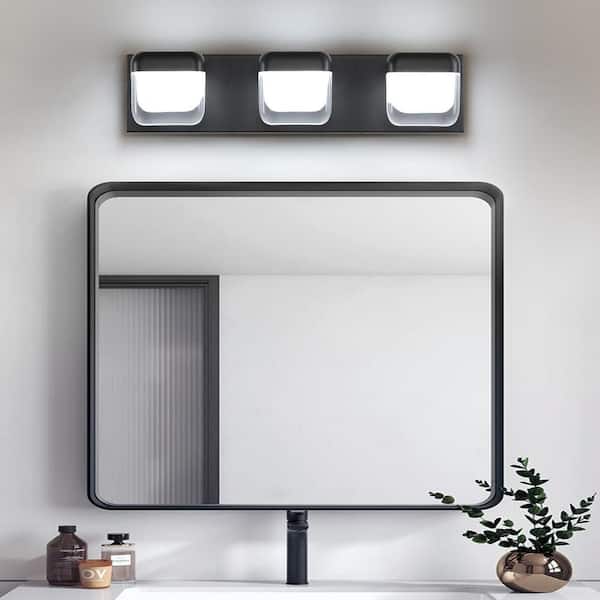 20.5 in. 3 Light Black Vanity Light Bar with Matte Black Finish and Translucent Lampshade Dimmable 5500K Light