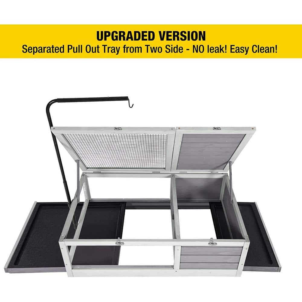 Gray Wooden Tortoise Habitat with Adjustable Lamp Holder