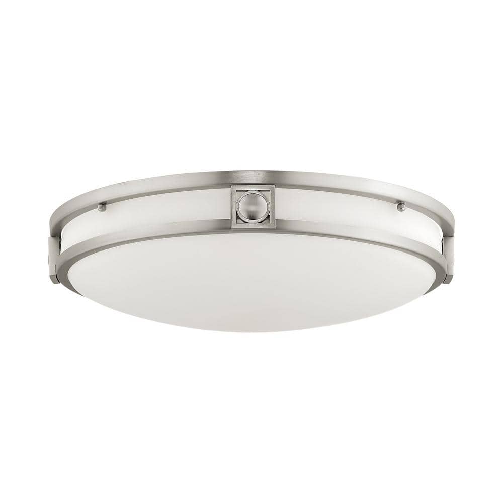 Titania Brushed Nickel 3-Light Flush Mount with Satin White Glass