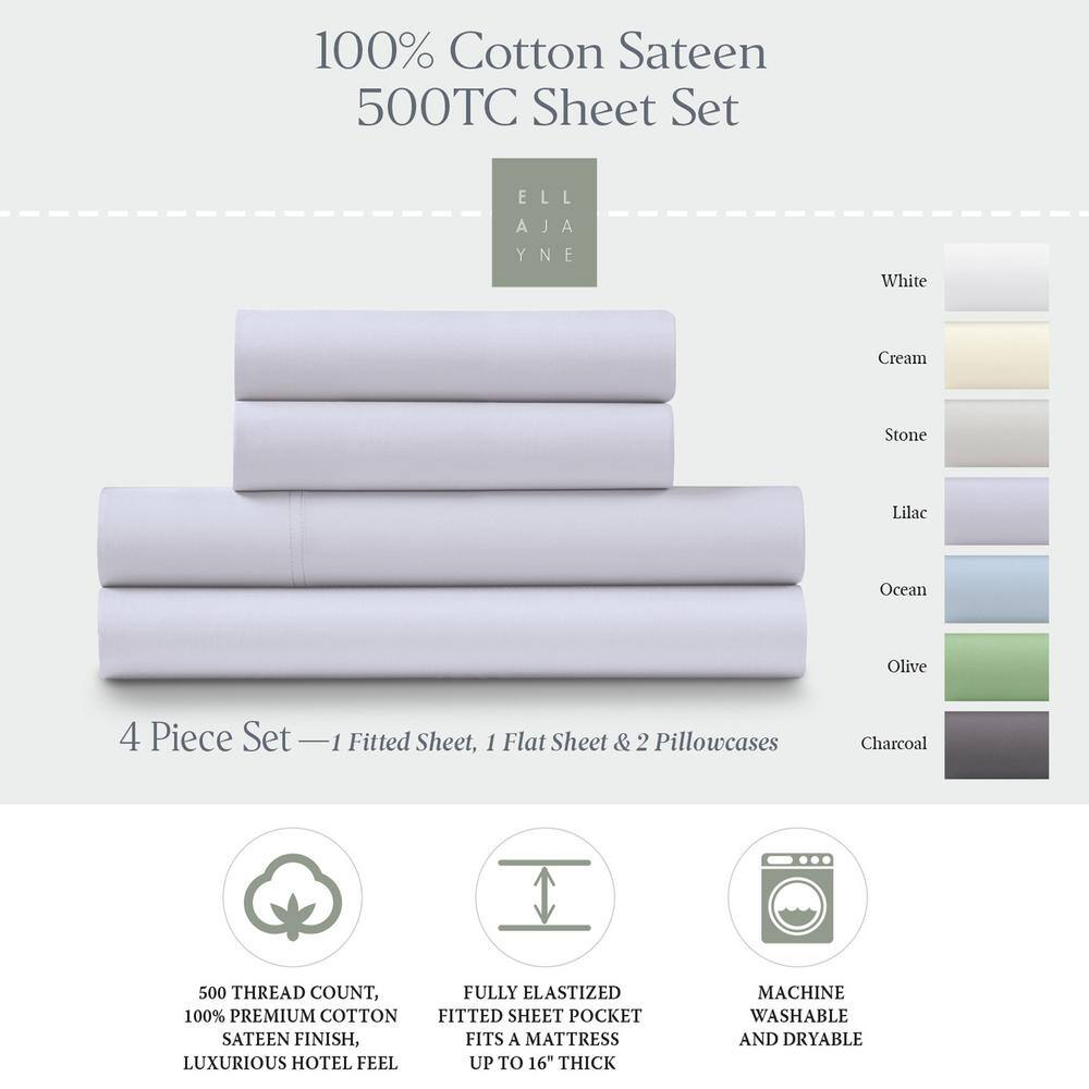 Lilac Full Cotton Sateen Deep Pocket Sheet Set