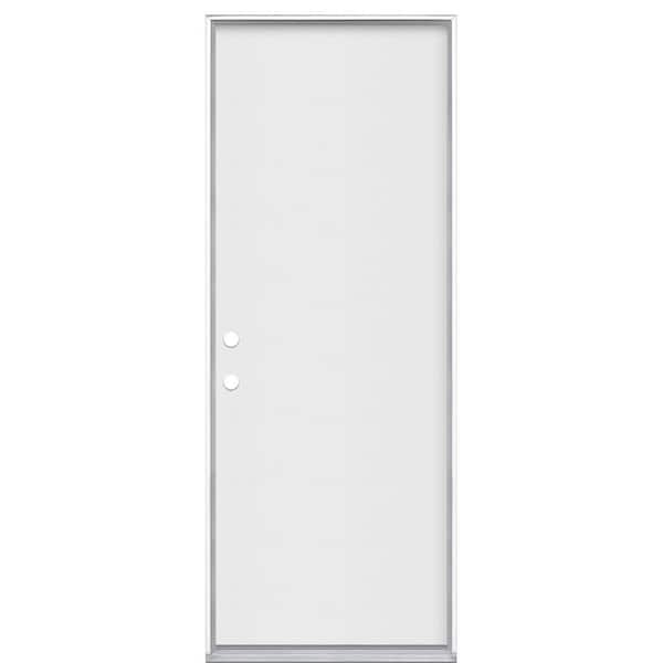 Masonite 30 in. x 80 in. Premium Flush Right-Hand Inswing Primed Steel Prehung Front Exterior Door No Brickmold