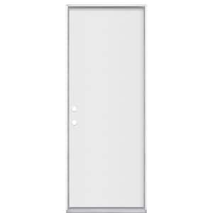 30 in. x 80 in. Flush Right-Hand Inswing Primed Steel Prehung Front Exterior Door No Brickmold in Vinyl Frame