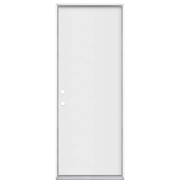 Masonite 30 in. x 80 in. Premium Flush Right-Hand Inswing Primed White Steel Prehung Front Exterior Door