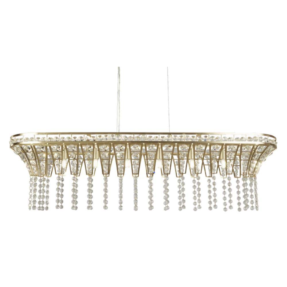 39.4 in. Modern Home Decor Hanging Light Fixture 8-Light Champagne Gold Ova