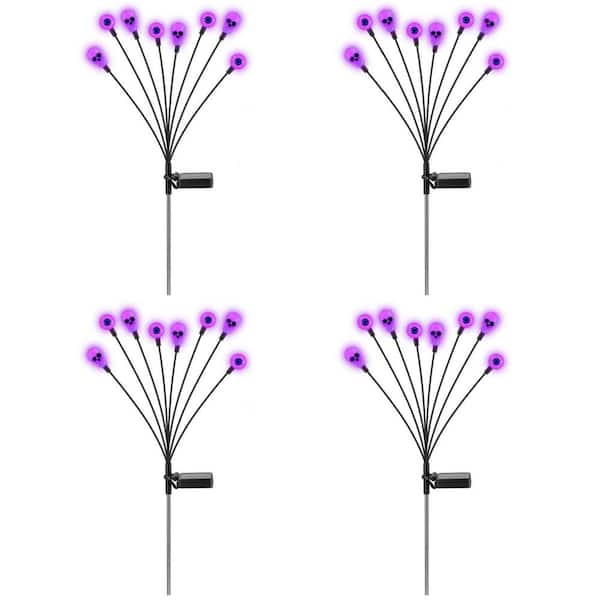 Angel Sar IP65 Waterproof Scary Halloween Solar Eyeball Lights in Purple for Garden, Yard, Patio, Lawn and Pathway (4-Pack)