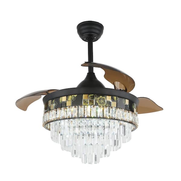 Oaks Aura Oaks Aura 42 in. Indoor LED Bulb Black Crystal Ceiling Fan with Light and Remote Control