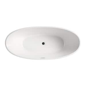 59 in. Acrylic Flatbottom Freestanding Bathtub in White with Overflow and Drain Included