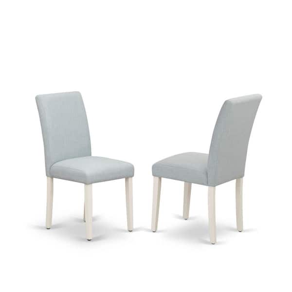 East West Furniture Linen White, Parson Dining Chairs - Baby Blue Linen Fabric Upholstered Chairs, Set Of 2