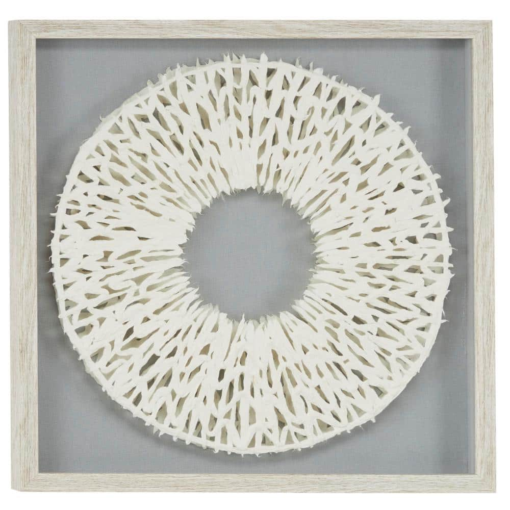 Litton Lane White Handmade Framed D Circle Origami Geometric Shadow