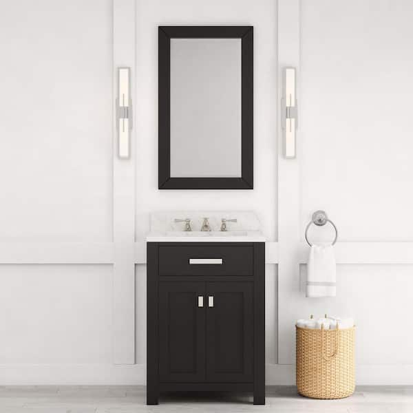 Madison 24 in. W x 21.5 in. D x 34 in. H Single Sink Bath Vanity in Espresso with Carrara White Marble Top