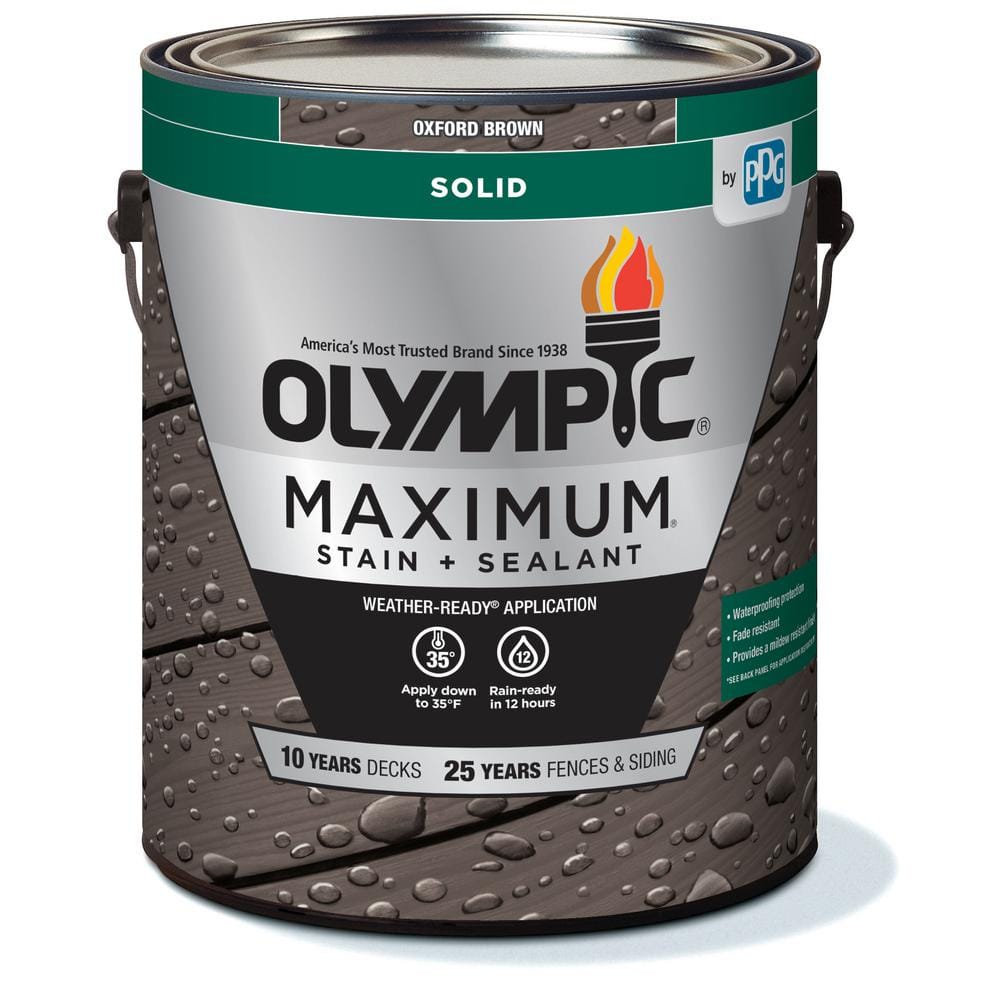 Olympic Maximum 1 gal. Oxford Brown Solid Exterior Stain and Sealant in ...