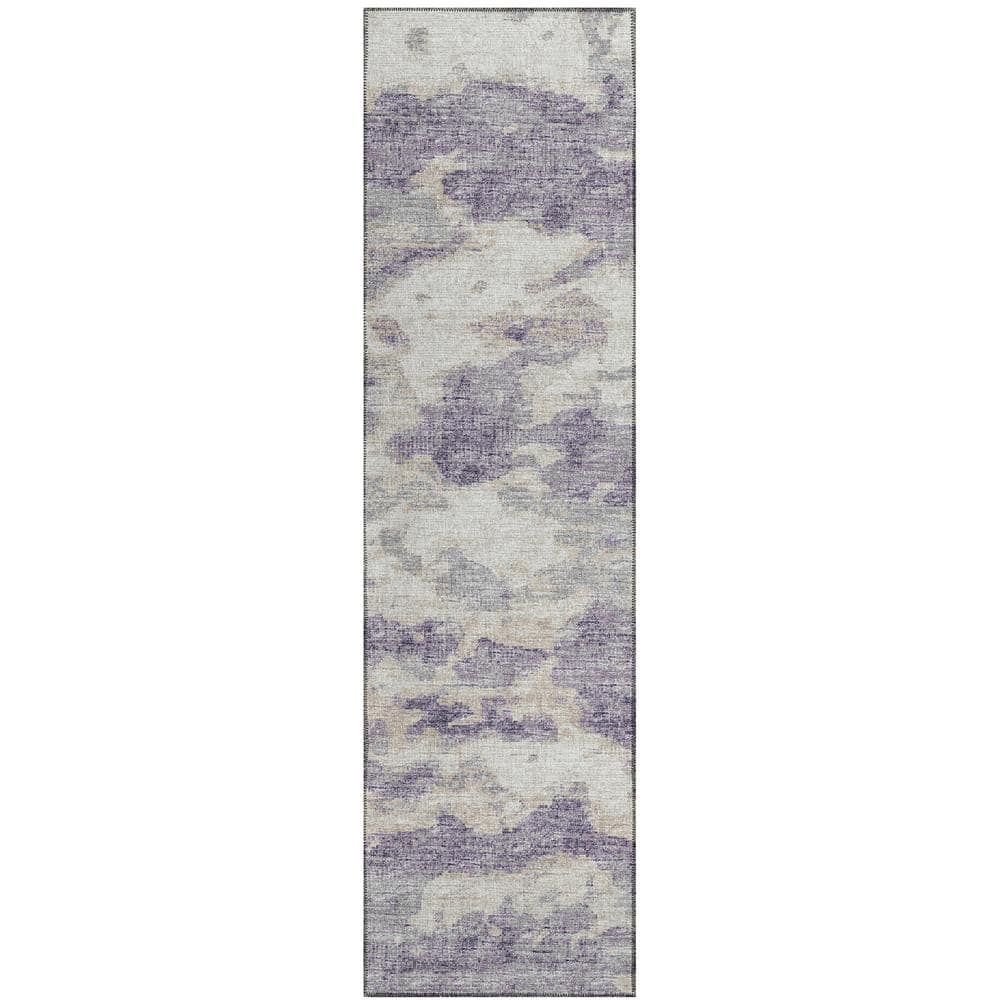 Accord Purple 2 ft. 3 in. x 7 ft. 6 in. Abstract Indoor/Outdoor Washable Ar