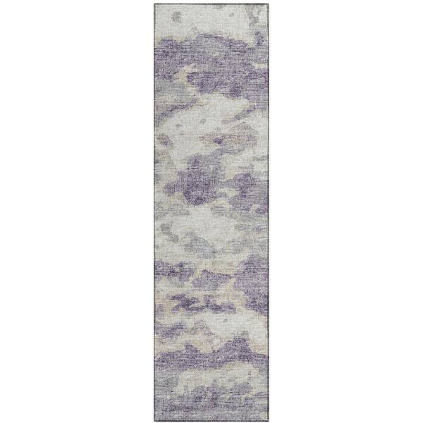 Addison Rugs Accord Purple 2 ft. 3 in. x 7 ft. 6 in. Abstract Indoor/Outdoor Washable Area Rug