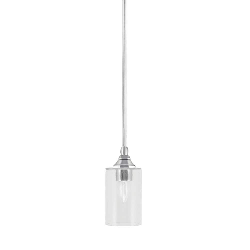Sparta 100-Watt 1-Light Chrome Shaded Pendant Light Mini Pendant with Clear