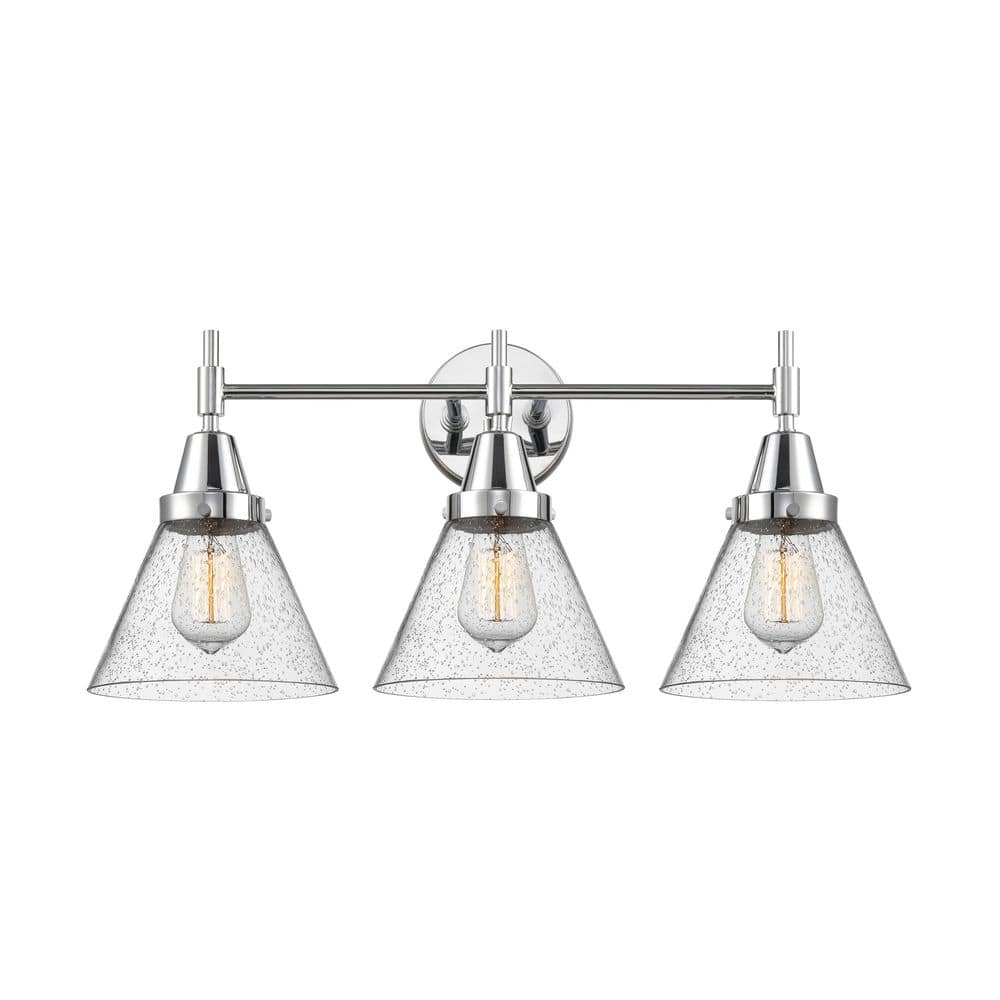 Cone 25.75 in. 3-Light Polished Chrome Vanity Light with Glass Shade price history on PriceWatchPro