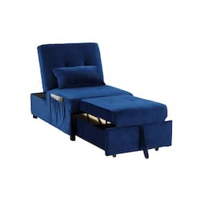 Barons Blue Velvet Adjustable Chaise Lounge with Pillow