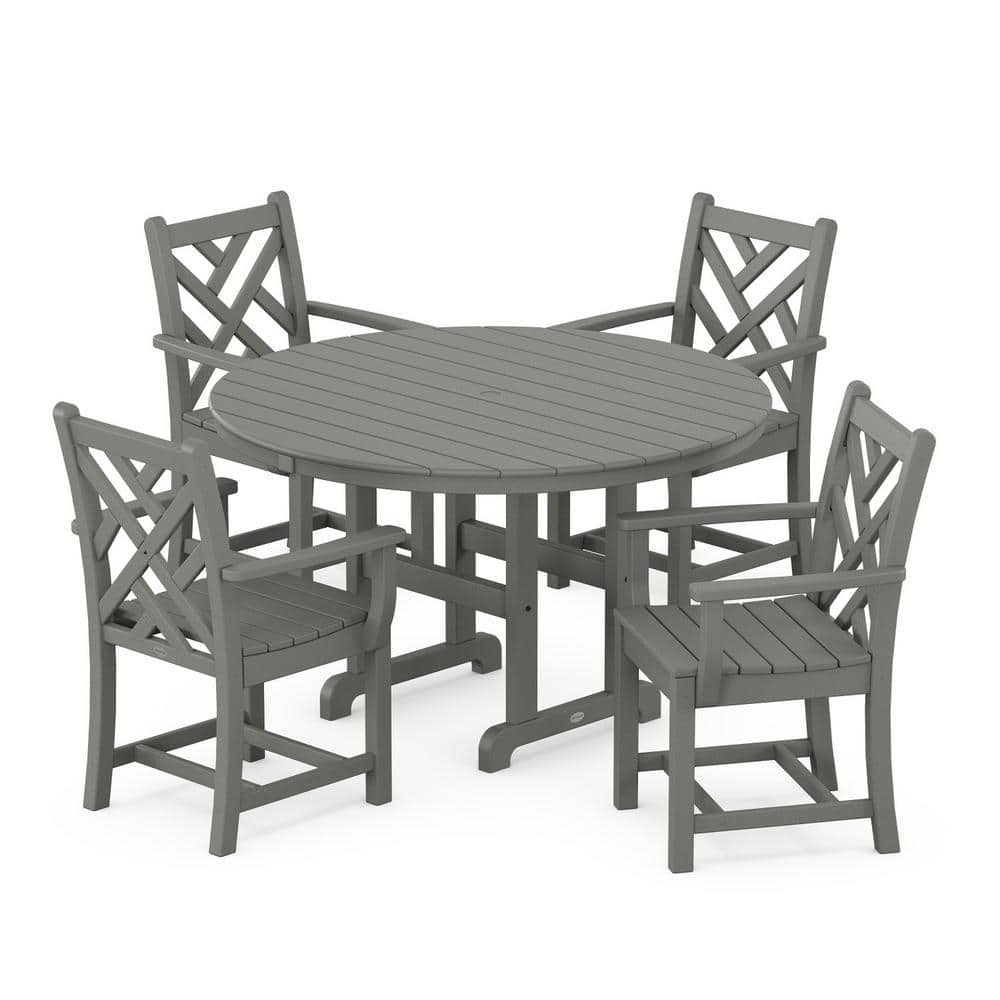 Slate Gray 4-Person Polywood Chippendale Dining Set