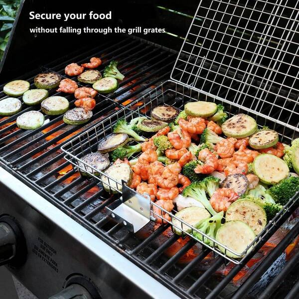 JFVKAF 4-Pieces Stainless Steel Grill Basket Set w/ Removable