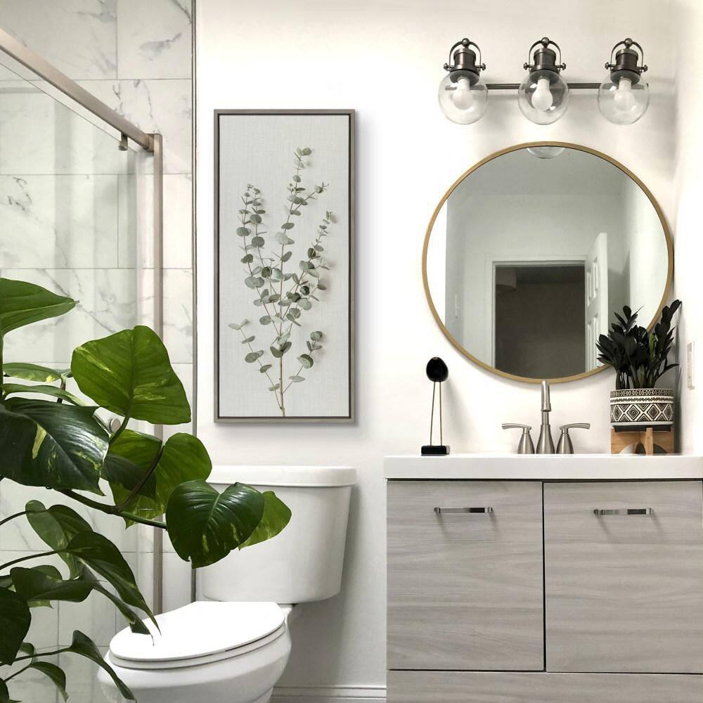 Gray Framed Eucalyptus Botanical Canvas Wall Art, 18" x 40"