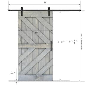 Triple KR Series 42 in. x 84 in. Fully Set Up Weather Grey Finished Pine Wood Sliding Barn Door With Hardware Kit