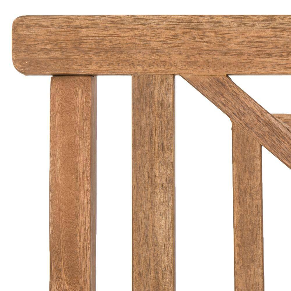 Tropical Villa-Inspired Teak Brown 3-Seat Garden Bench with Beige Cushion