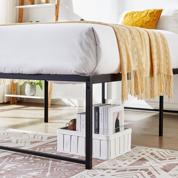 Bed Frame Black Metal Frame Twin 18 in. H Platform Bed No Box Spring Needed, Mattress Foundation