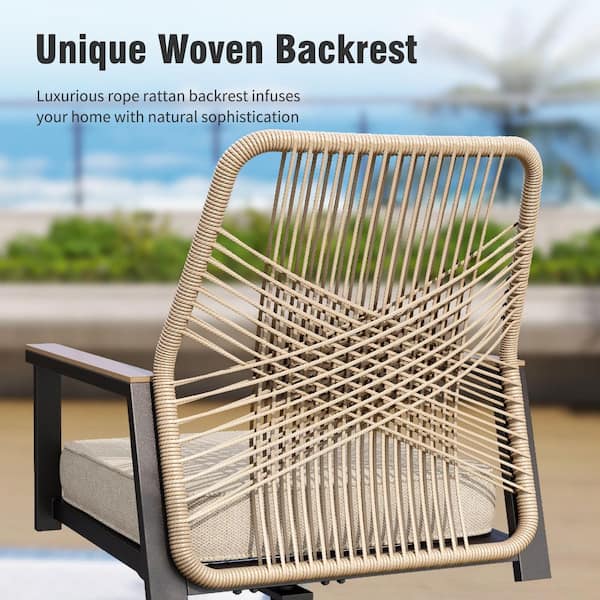 PHI VILLA 9-Piece Black Metal Patio Outdoor Dining Set with