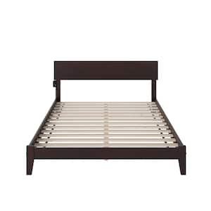 Orlando Espresso King Solid Wood Frame Low Profile Platform Bed with Attachable USB Device Charger