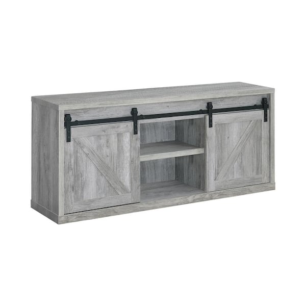 Coaster 59in. Grey Driftwood TV Console Fits TV's up to 64in. with Sliding Doors