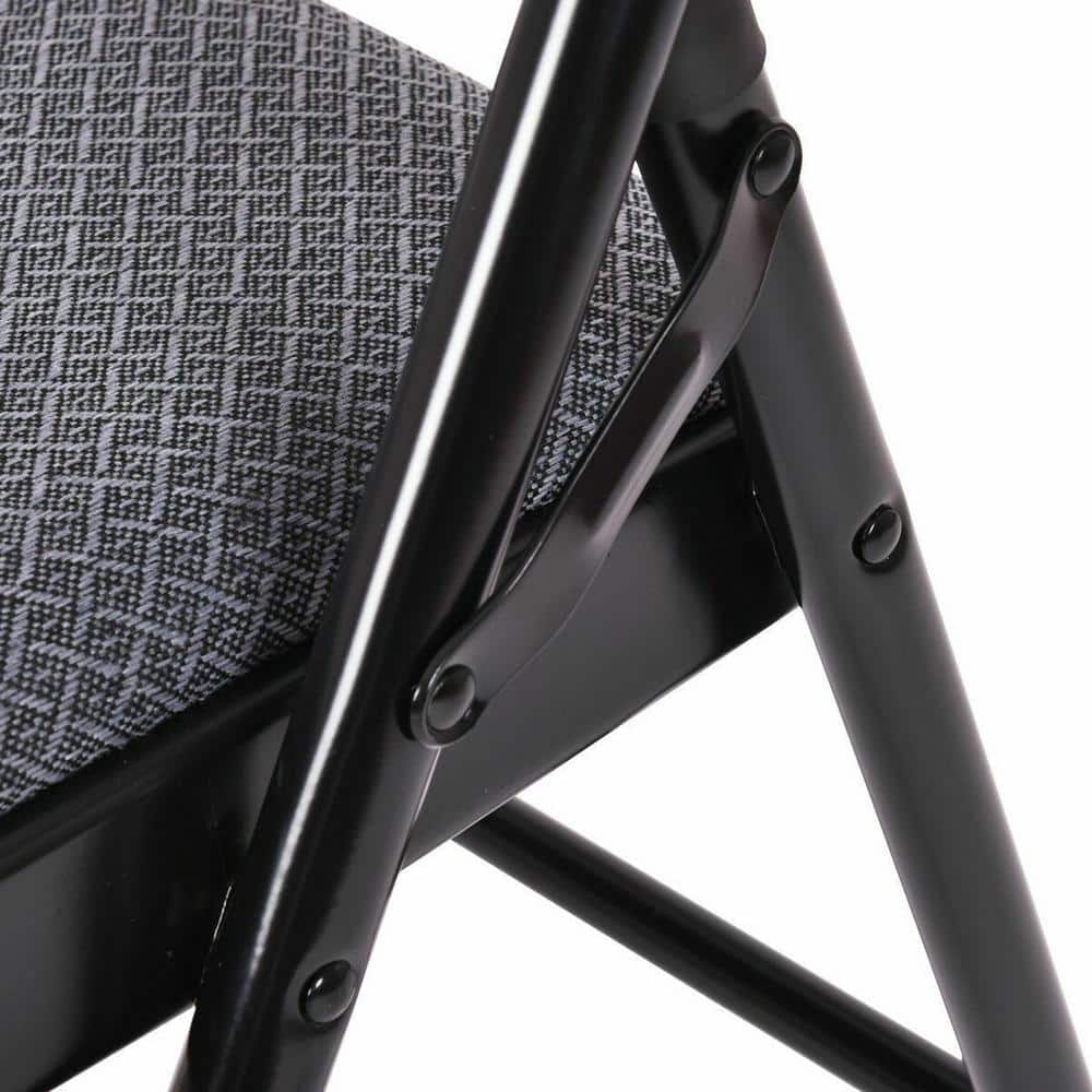 Black Ergonomic Fabric Padded Folding Chair Set