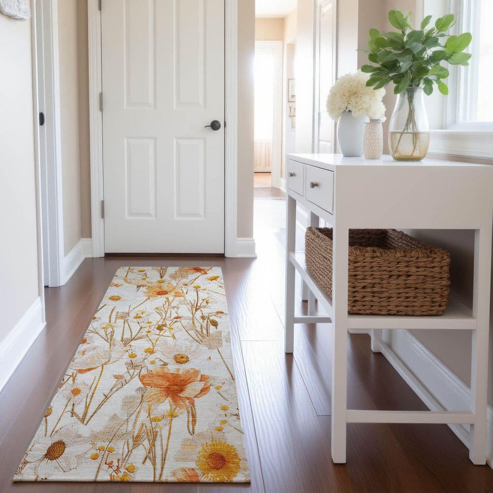 Mayfield Premium Machine Washable Abstract AMF1500 Ivory 2 ft. 3 in. x 7 ft. 6 in. Runner Rug price history on PriceWatchPro
