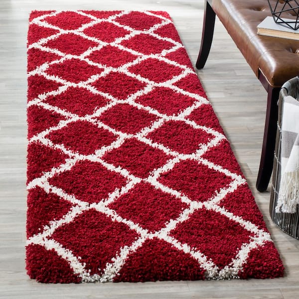 Hudson 2 ft. x 12 ft.Red/Ivory Geometric Runner Rug