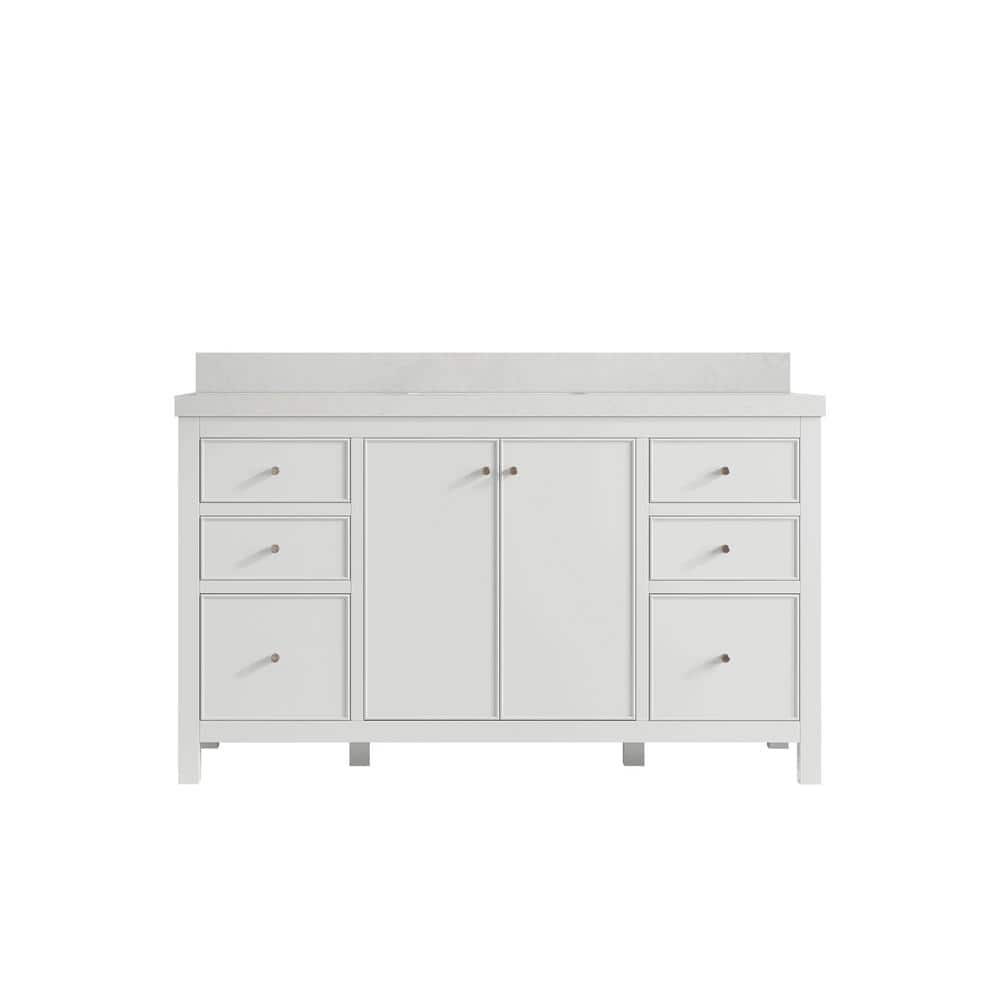 Chicago 60 in. Single Sink Freestanding White Bath Vanity with Carrara Qt. Top Unassembled price history on PriceWatchPro