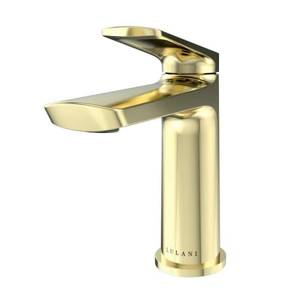 Lulani Ibiza 1-Handle Single Hole Bathroom Faucet in Champagne Gold