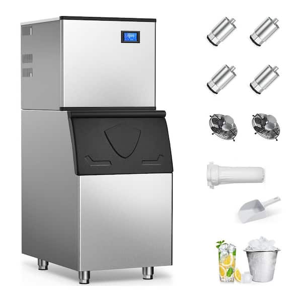 22.3 in. 550 lbs./24H Split Commercial Ice Maker with Water Filter Freestanding in Silver 156-Full Size Ice Cube/Cycle