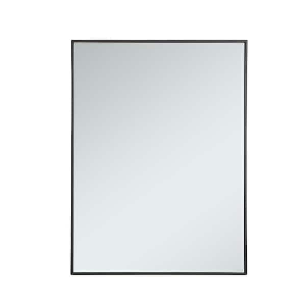Unbranded Timeless Home 30 in. W x 40 in. H x Contemporary Metal Framed Rectangle Black Mirror