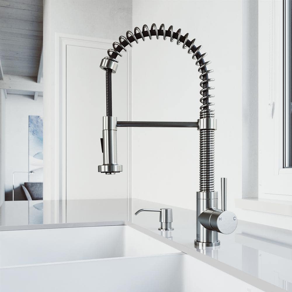 Stainless Steel Pull-Down Kitchen Faucet with Soap Dispenser