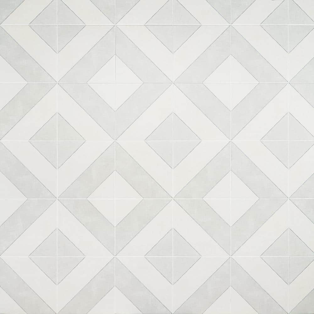 Tarantino Encaustic-Inspired 9" Square Glazed Porcelain Tile, Gray
