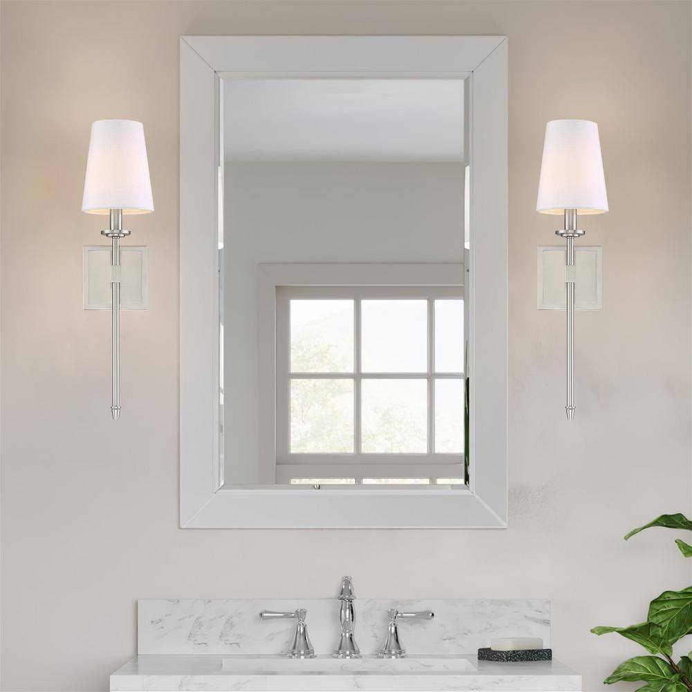 Torche 20" Transitional Wall Sconce with Linen Shade, Brushed Nickel