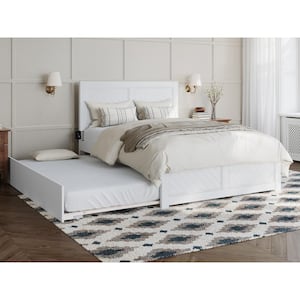 Canyon White Solid Wood Full Platform Bed with Matching Footboard and Full Trundle
