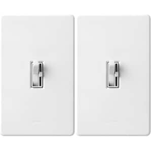 Toggler LED+ Dimmer Switch w/Wallplate for Dimmable LED Bulbs, 150W/Single-Pole or 3-Way, White (TGCL-2PK-WHW) (2-Pack)
