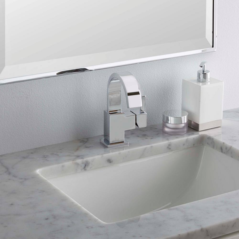 Sleek Modern 7 3/4" Chrome Brass Single Hole Faucet with Drain Assembly