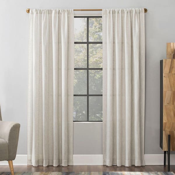 Sun Zero Wallis Ivory Polyester Blend 52 in. W x 63 in. L Rod Pocket Sheer Curtain (Single Panel)
