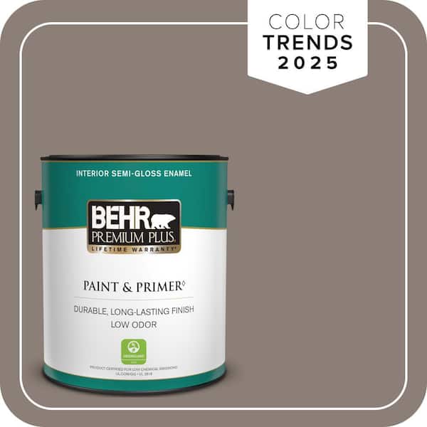 BEHR PREMIUM PLUS 1 gal. Home Decorators Collection #HDC-NT-27B Wild Truffle Semi-Gloss Enamel Low Odor Interior Paint & Primer