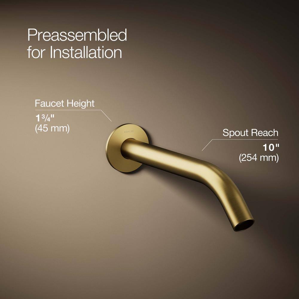 Vibrant Brushed Brass Wall-Mount Bathroom Faucet Spout