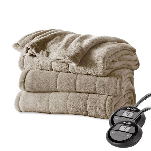 sunbeam velvet plush heated blanket queen