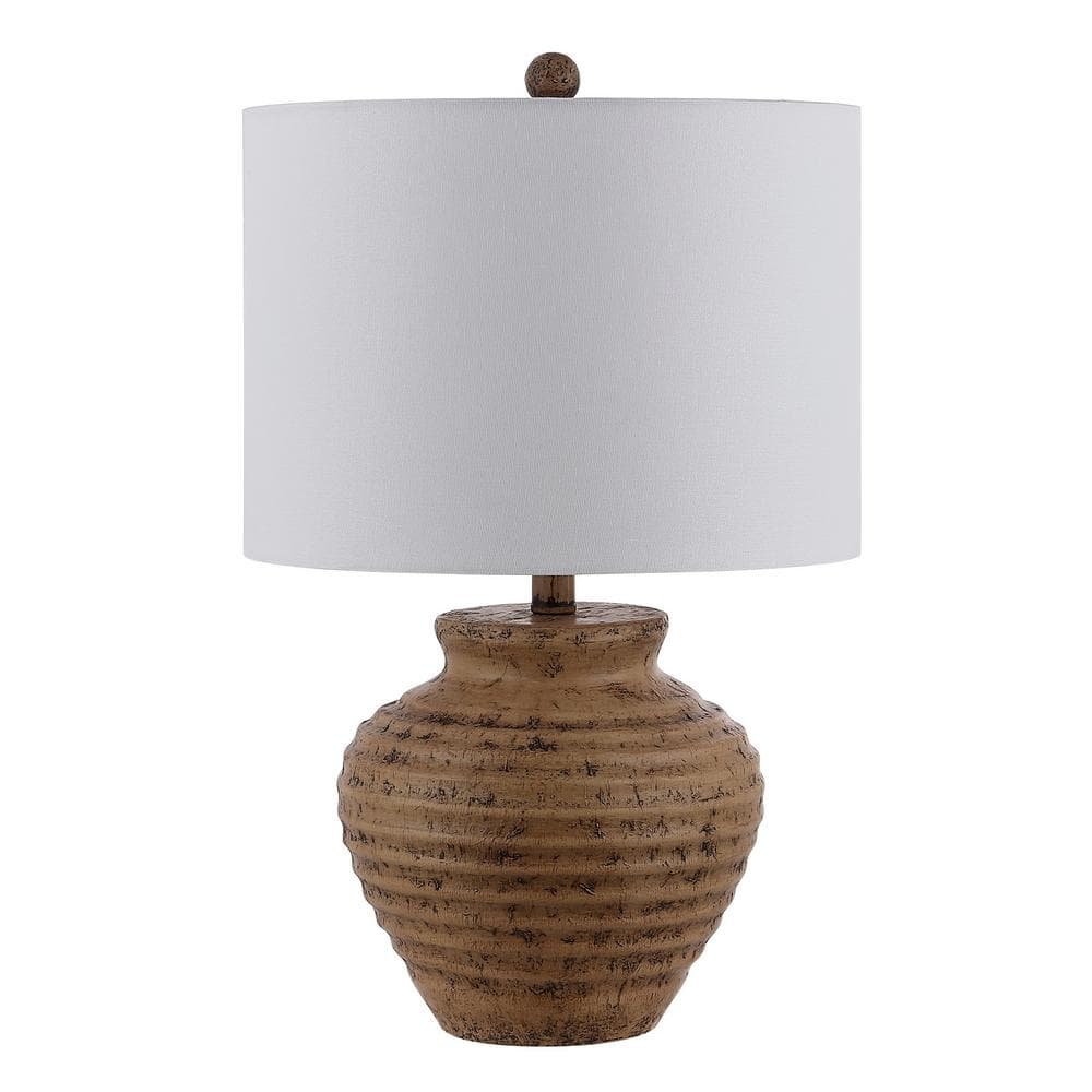 SAFAVIEH Kamryn 23 in. Brown Table Lamp with White Shade TBL4351A - The ...