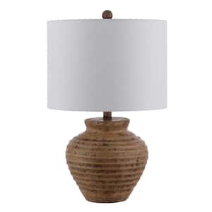 Kamryn 23 in. Brown Table Lamp with White Shade