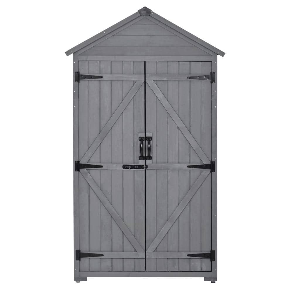 35.40 in. W x 22.4 in. D x 69.30 in. H Gray Wood Lean-to Outdoor Storage Ca