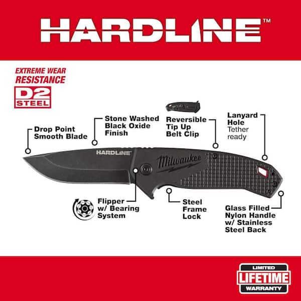 3 in. Hardline D2 Steel Smooth Blade Pocket Folding Knife and FASTBACK Spring Assisted Folding Knife (2-Piece)